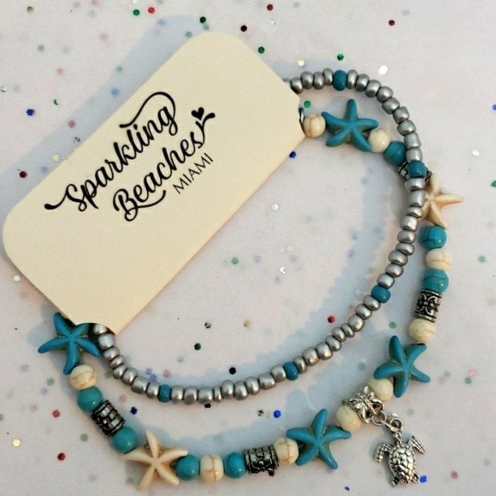 Sea Turtle and Starfish Anklet NWT